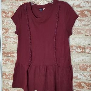 Modcloth waffle knit peplum top